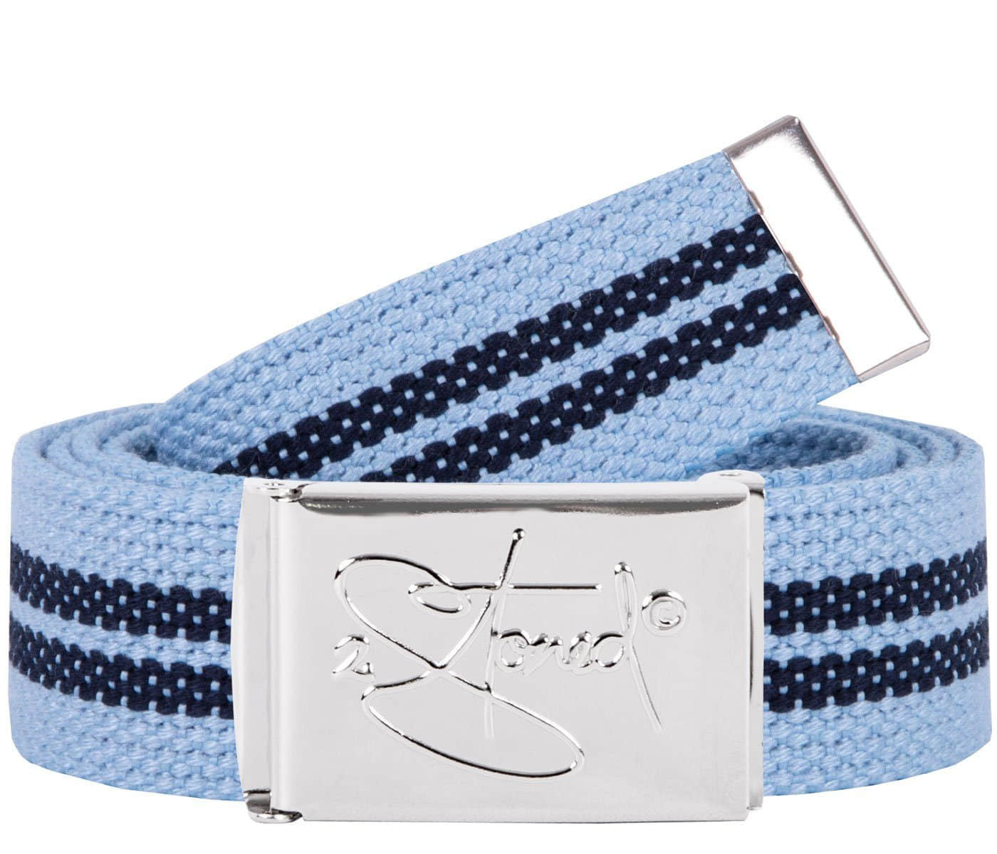 2Stoned Mädchenmode 2Stoned Classic Logo Fabric Belt - Uni Canvas Belt with Chrome Buckle - 120cm Sky-Navy