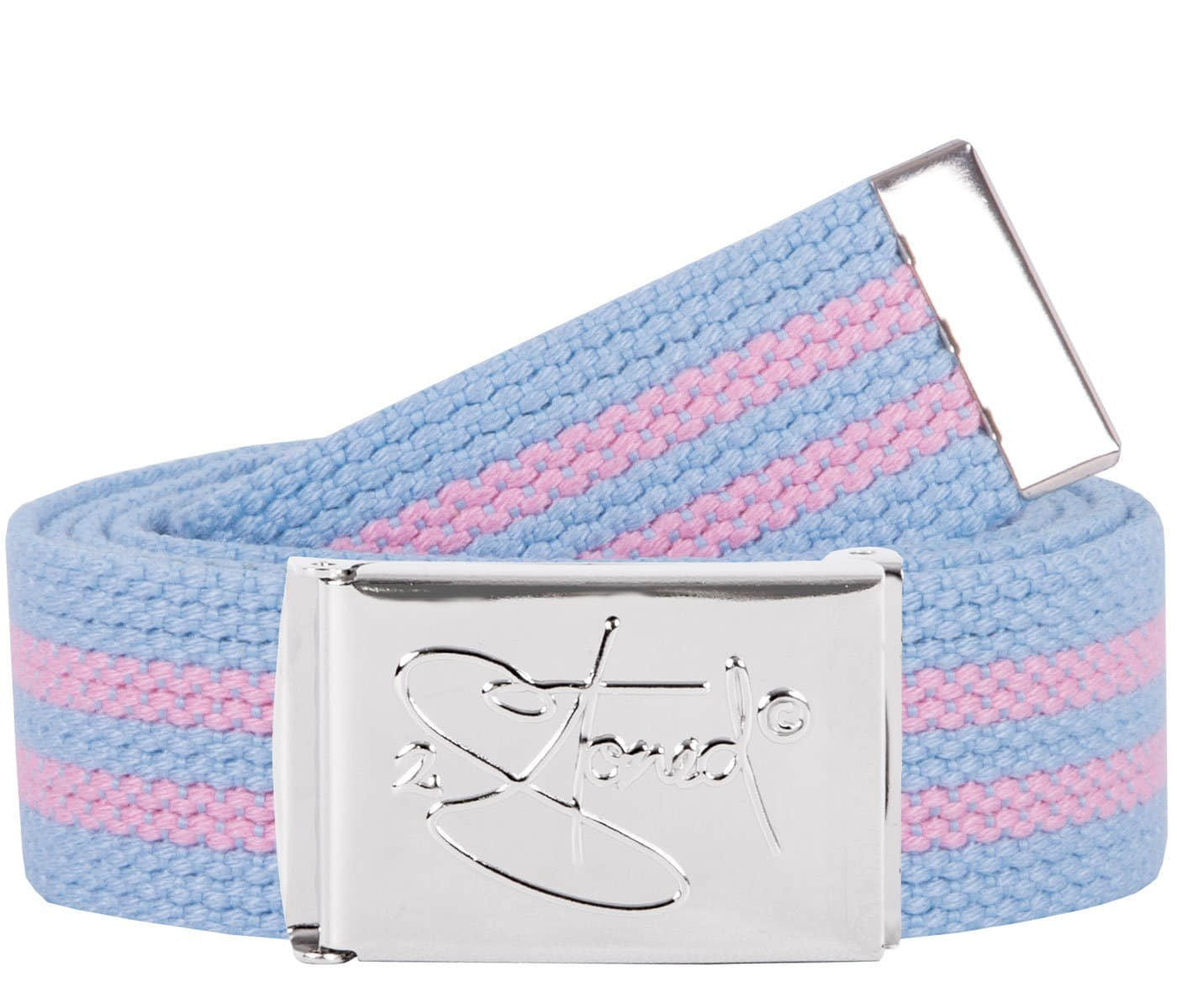 Mädchenmode 2Stoned 2Stoned Classic Logo Fabric Belt - Uni Canvas Belt with Chrome Buckle - 120cm Sky-Rosa