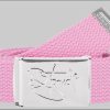 2Stoned Classic Logo Fabric Belt - Uni Chrome Buckle - Adjustable 120cm Rosa Jungenmode 2Stoned