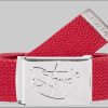 2Stoned Classic Logo Fabric Belt - Uni Chrome Buckle - Adjustable 120cm Rot 2Stoned Jungenmode