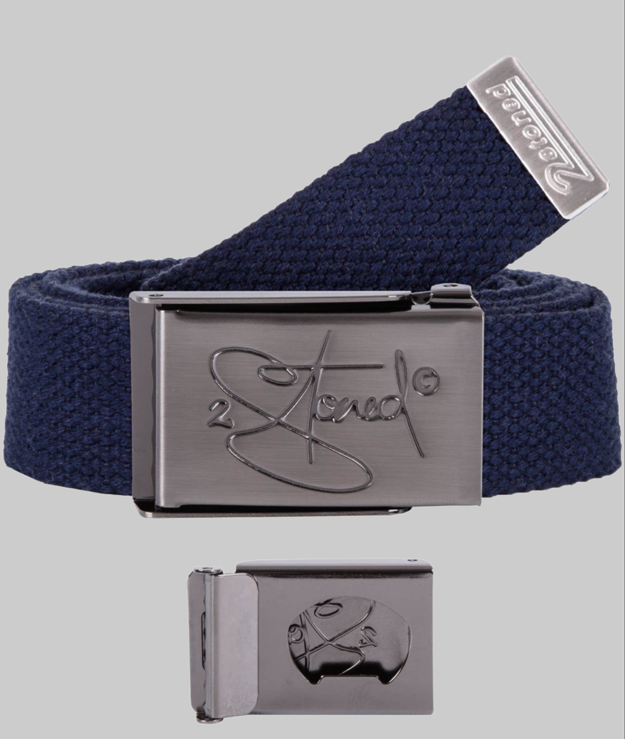 2Stoned Fabric Belt - Uni, Matte Buckle, Bottle Opener, 3cm Width, Adjustable Length Navy 2Stoned Jungenmode