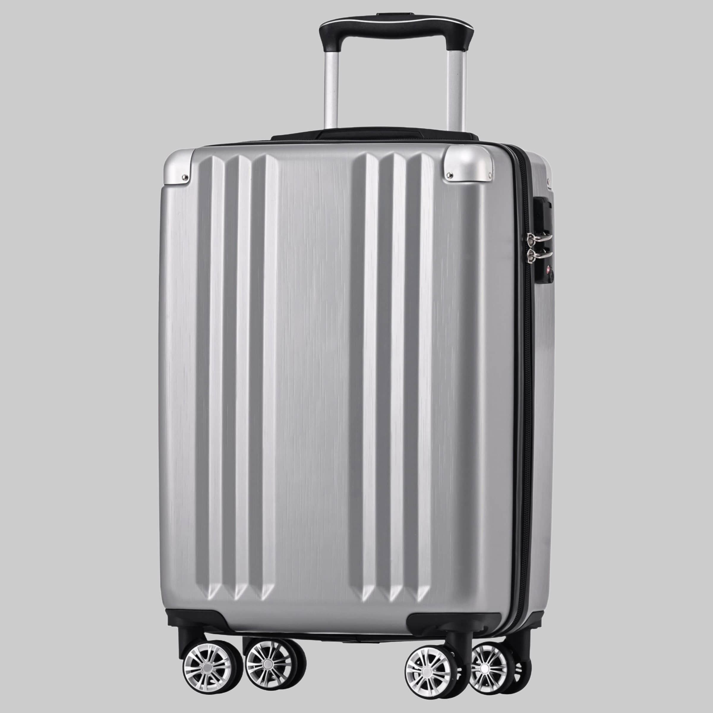 Flieks Flieks Hard Shell Trolley: 4-Wheel Carry-On Luggage & Travel Suitcase Silbergrau Koffer & Reisegepäck