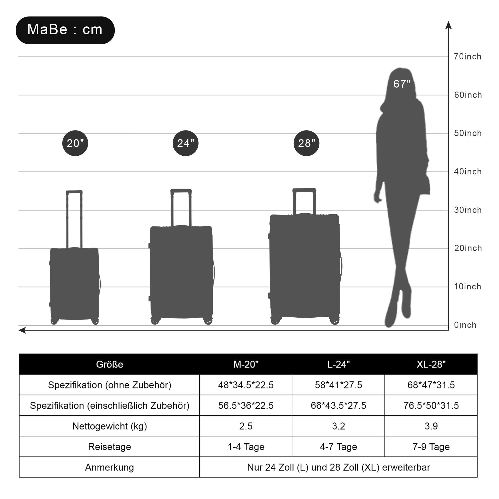 Koffer & Reisegepäck Flieks Flieks Hard Shell Trolley Suitcase - Travel Luggage with Twin Wheels Grün-Braun