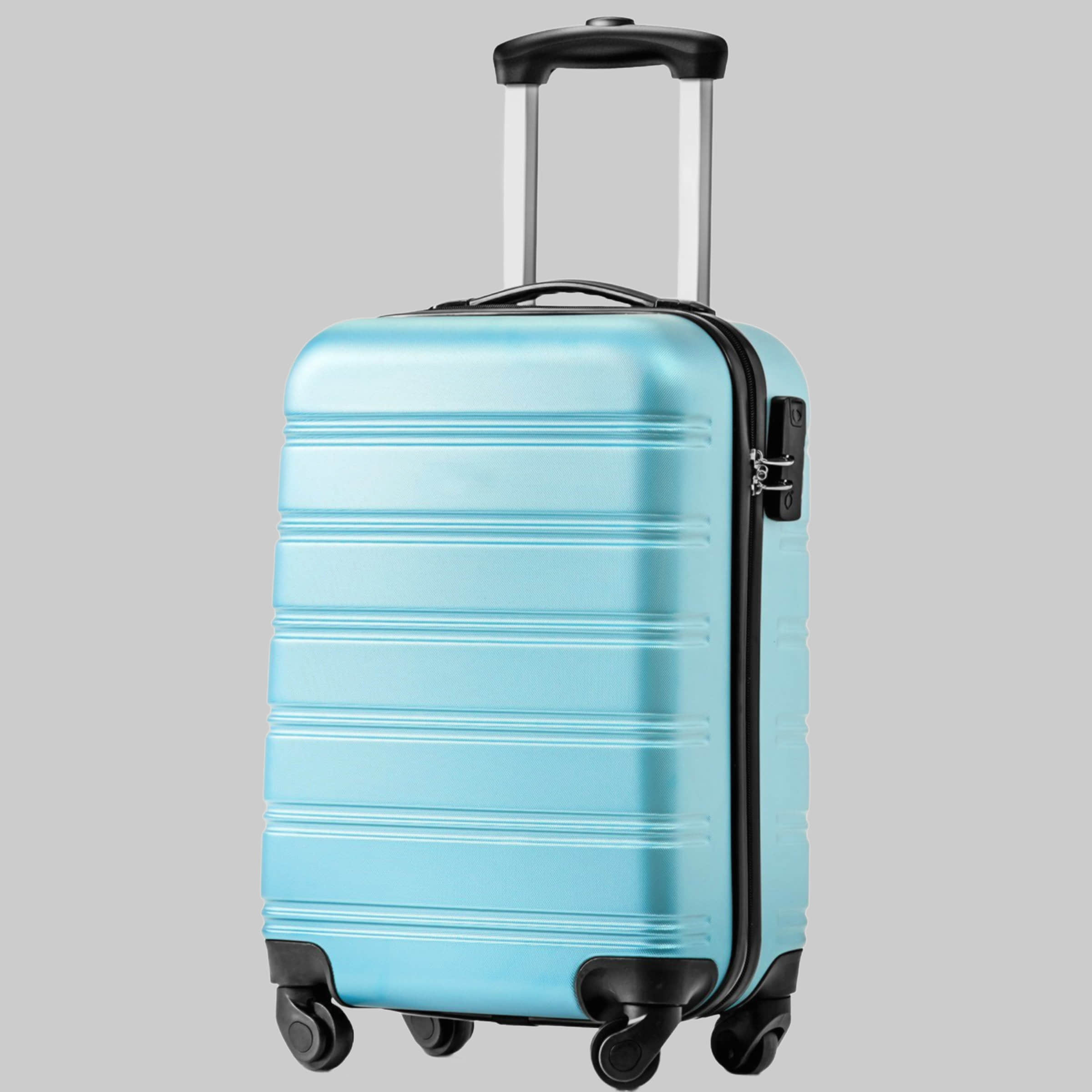 **Flieks** Hartschalen-Trolley – Carry-On Suitcase with 4 Wheels & Lock Hellblau Flieks Koffer & Reisegepäck