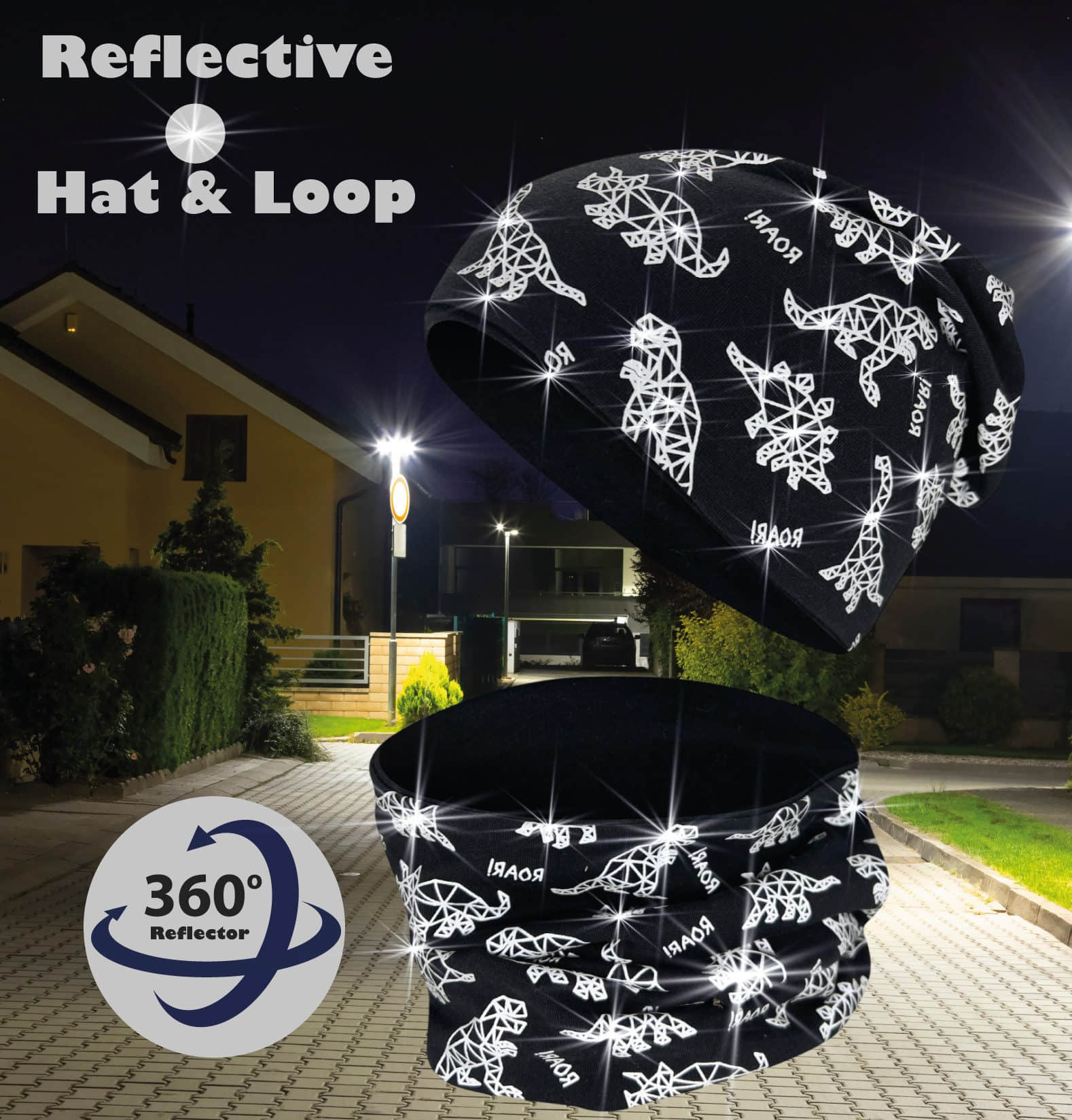 HECKBO Mädchenmode HECKBO Kinder Set: 360° Reflective Beanie & Scarf - Ankorstore Exclusive Dinosaurier
