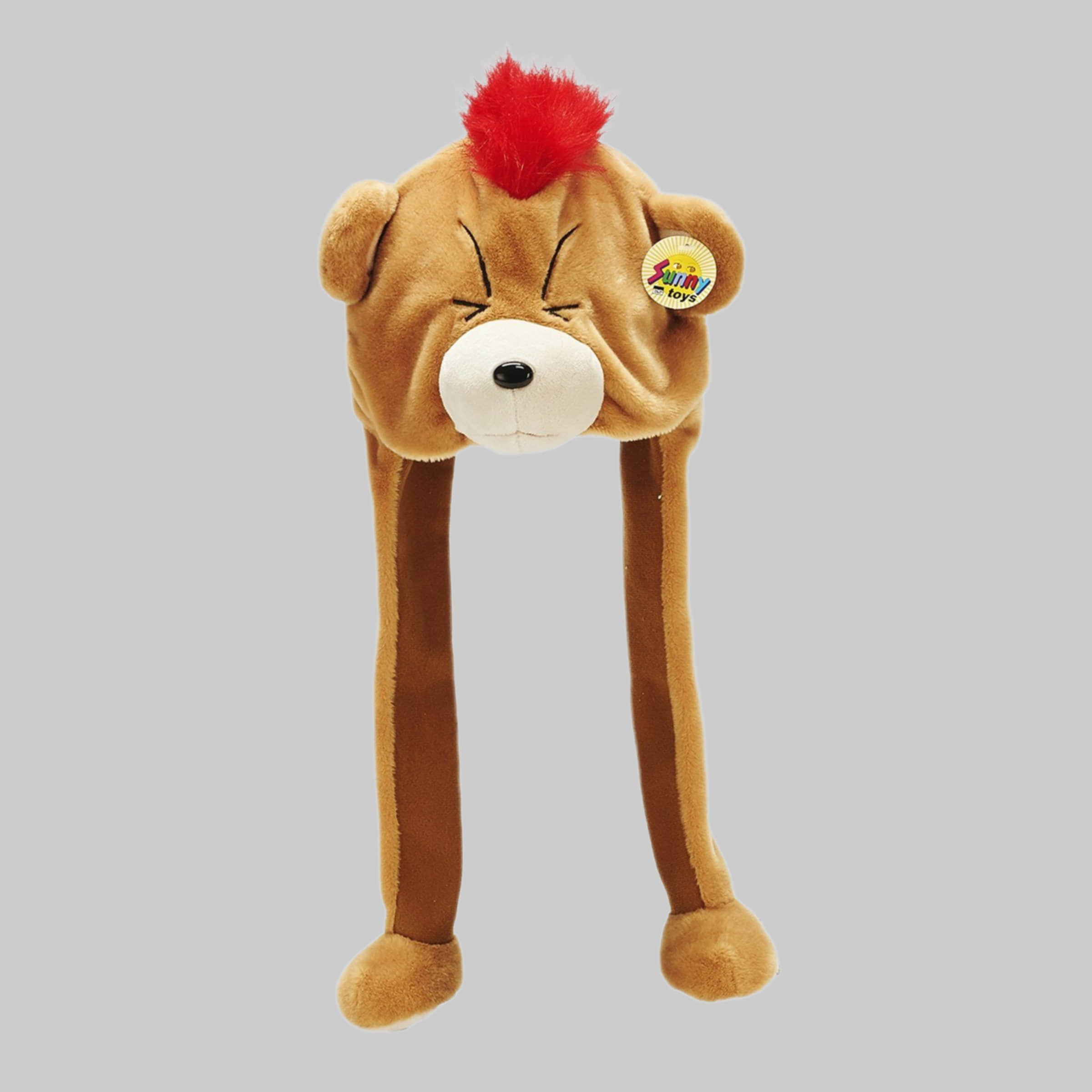 Mädchenmode HTI-Living HTI-Living Funny Bear Earflap Hat - Plush Carnival/Party Hat for Kids & Adults Rot