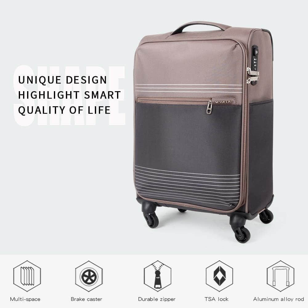 NEWCOM Koffer & Reisegepäck NEWCOM 20-inch Expandable Soft-Shell Luggage - Blue/Grey Travel Suitcase braun