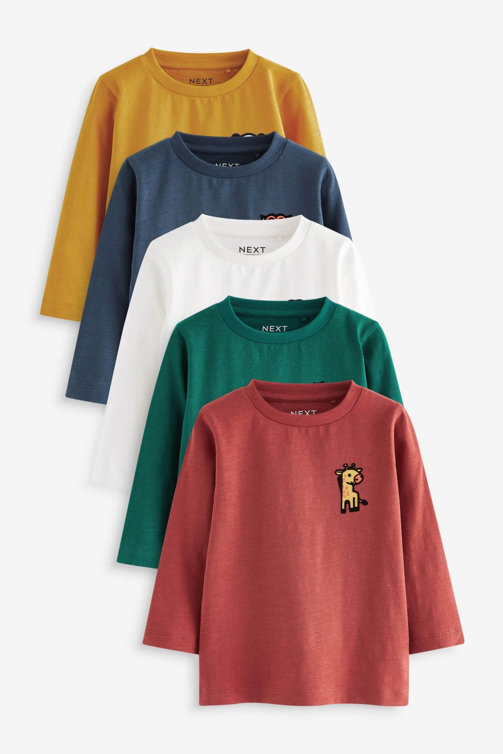 Babymode Next Next Men's 5-Pack Long Sleeve Shirts | Slim Fit Cotton Blend Multi Animal