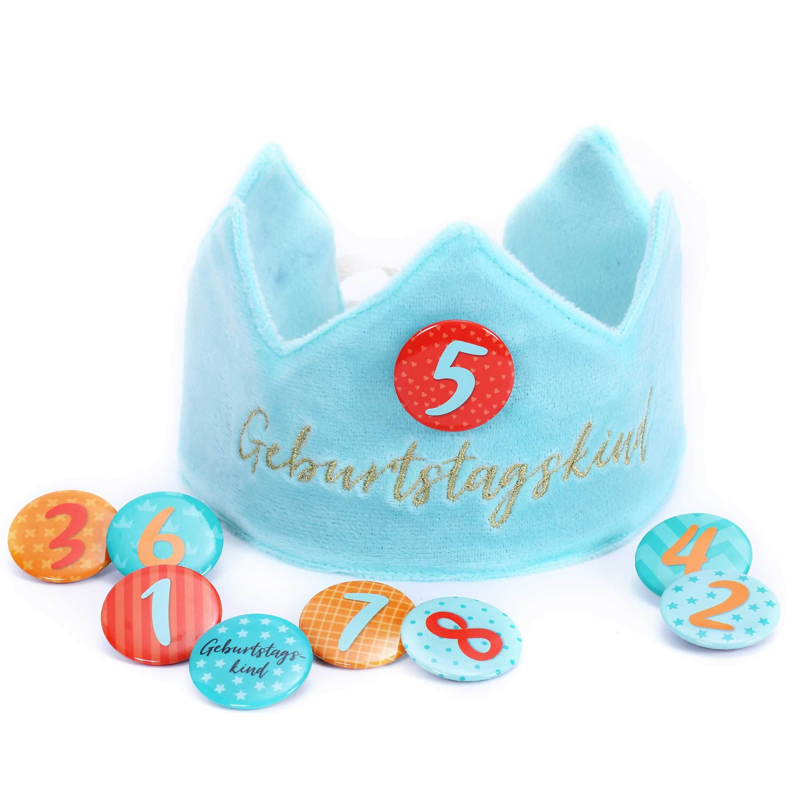 PAPIERDRACHEN Velvet Birthday Crown with Numbers - Kids Party Decor Türkis PAPIERDRACHEN Mädchenmode