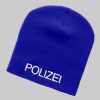 Mädchenmode Schnoschi Schnoschi Strickmütze: Embroidered Police Beanie (One Size) dunkelgrau