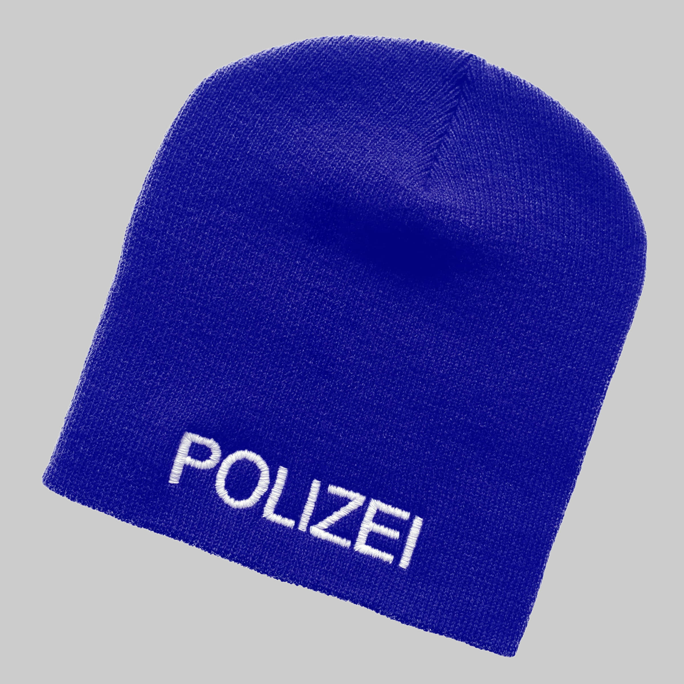 Mädchenmode Schnoschi Schnoschi Strickmütze: Embroidered Police Beanie (One Size) dunkelgrau