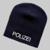 Schnoschi Mädchenmode Schnoschi Strickmütze: Embroidered Police Beanie (One Size) dunkelblau