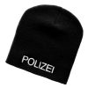Schnoschi Strickmütze: Embroidered Police Beanie (One Size) schwarz Mädchenmode Schnoschi