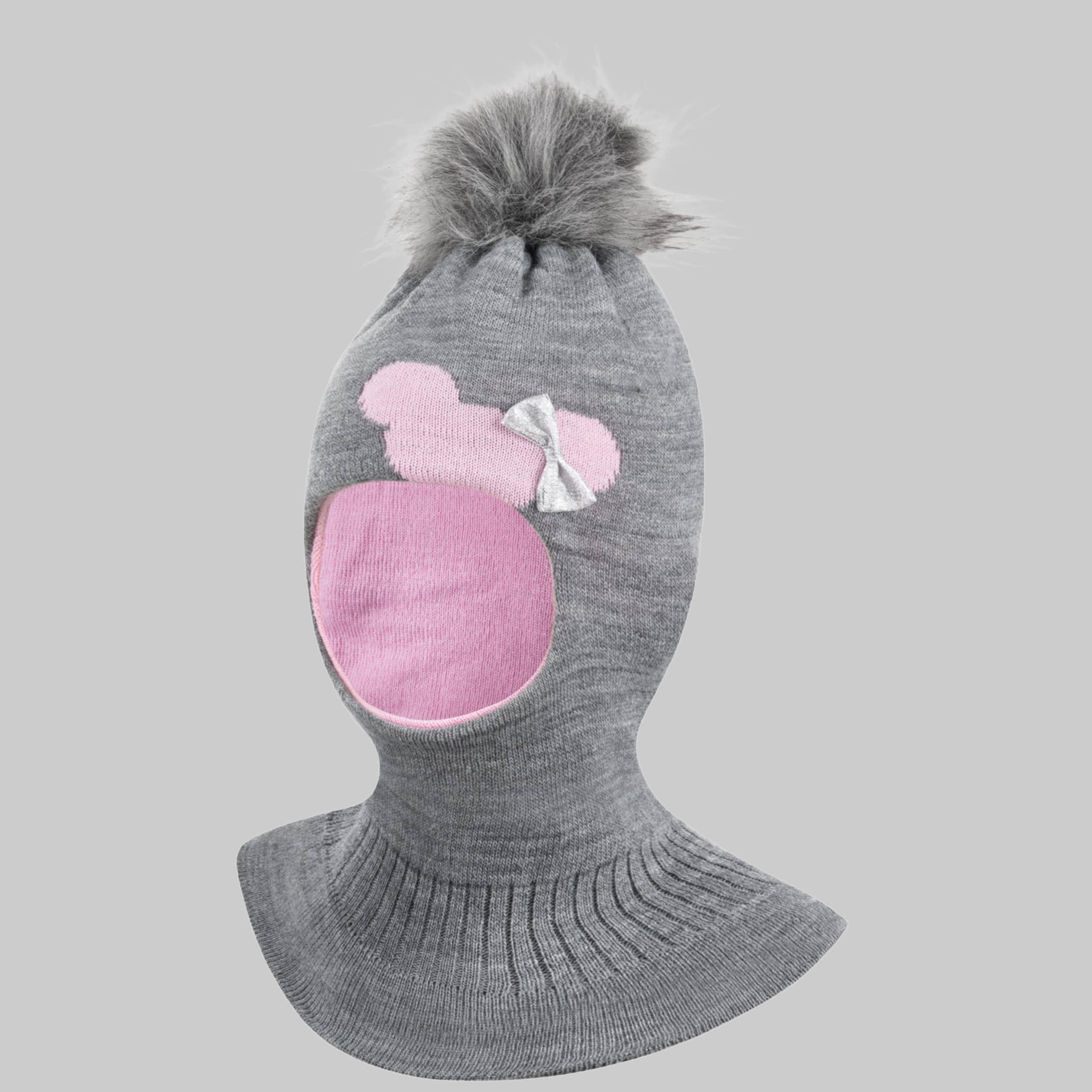 Smarilla Mädchen Wintermütze mit Bommel – Sterntaler Qualität Grau-Rosa Smarilla Mädchenmode