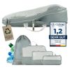 TRAVEL DUDE Kofferorganizer aus recycelten Plastikflaschen (ultraleichte Packwürfel, 4-tlg., Mit Packtaschen in verschiedenen Größen und einem Wäschebeutel), mit Kompression und einem Nassfach Steel Blue Mädchenmode TRAVEL DUDE