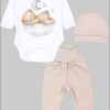 TupTam TupTam Baby Essentials Package - Uni Long Sleeve Bodysuit, Pants & Hat Set Bärchen au Babymode