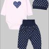 Babymode TupTam TupTam Baby Essentials Package - Uni Long Sleeve Bodysuit, Pants & Hat Set Herzen Ros