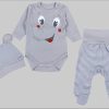 TupTam TupTam Baby Essentials Package - Uni Long Sleeve Bodysuit, Pants & Hat Set Elefant Grau Babymode