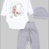 TupTam TupTam Baby Essentials Package - Uni Long Sleeve Bodysuit, Pants & Hat Set Bärchen au Babymode