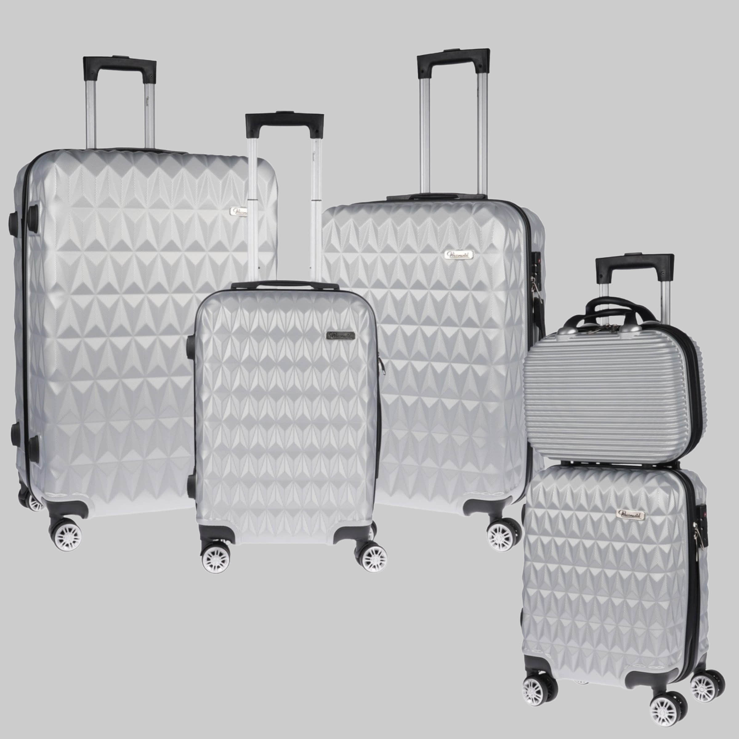 Weissmantel Kofferset 5er Koffern Set Hartschalenkoffer - Handgepäck, Mittelgroße & XL Reisekoffer silber Weissmantel Koffer & Reisegepäck