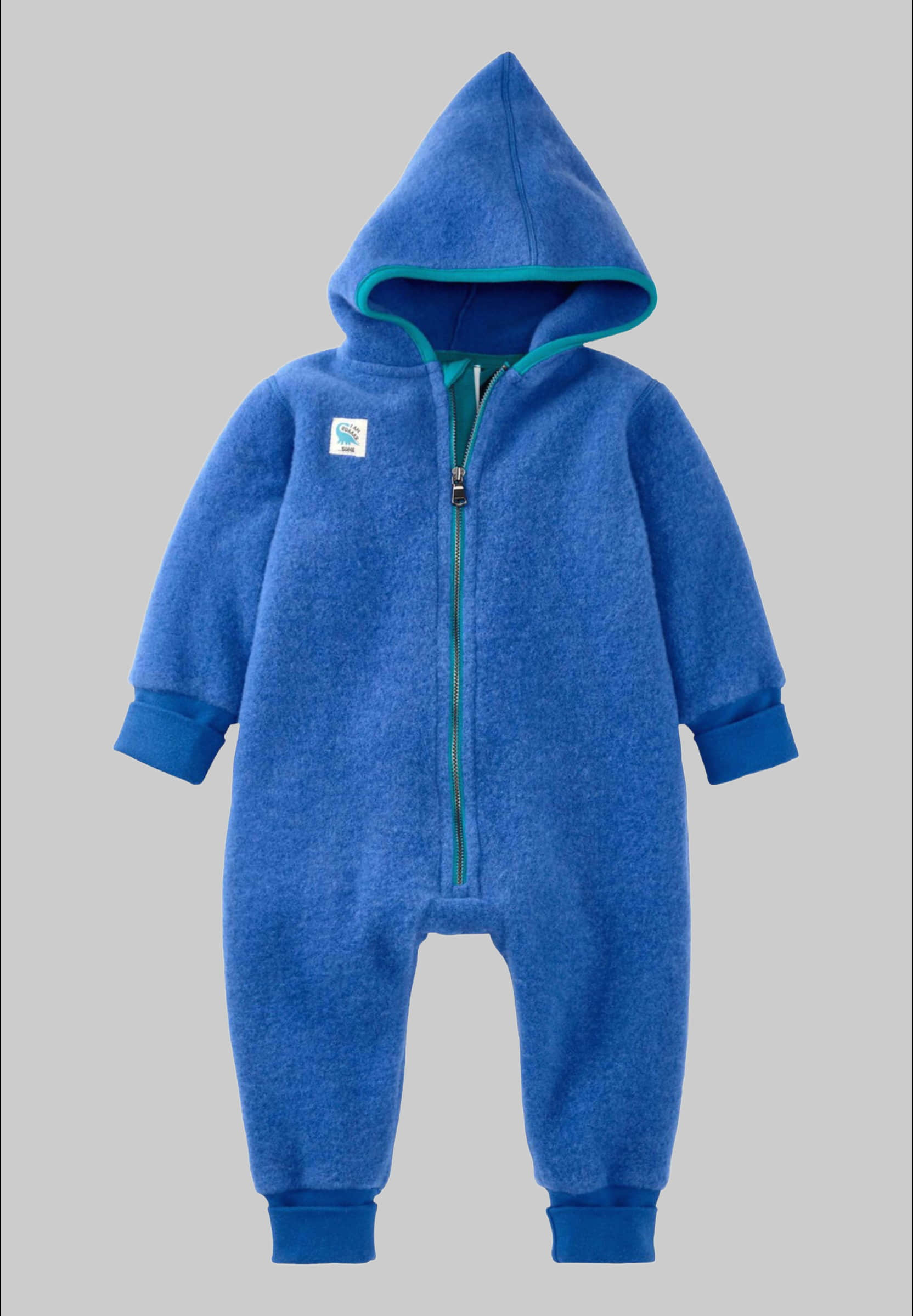 Babymode Hessnatur hessnatur Organic Merino Wool Fleece Overall - Sustainable Babywear mittelblau