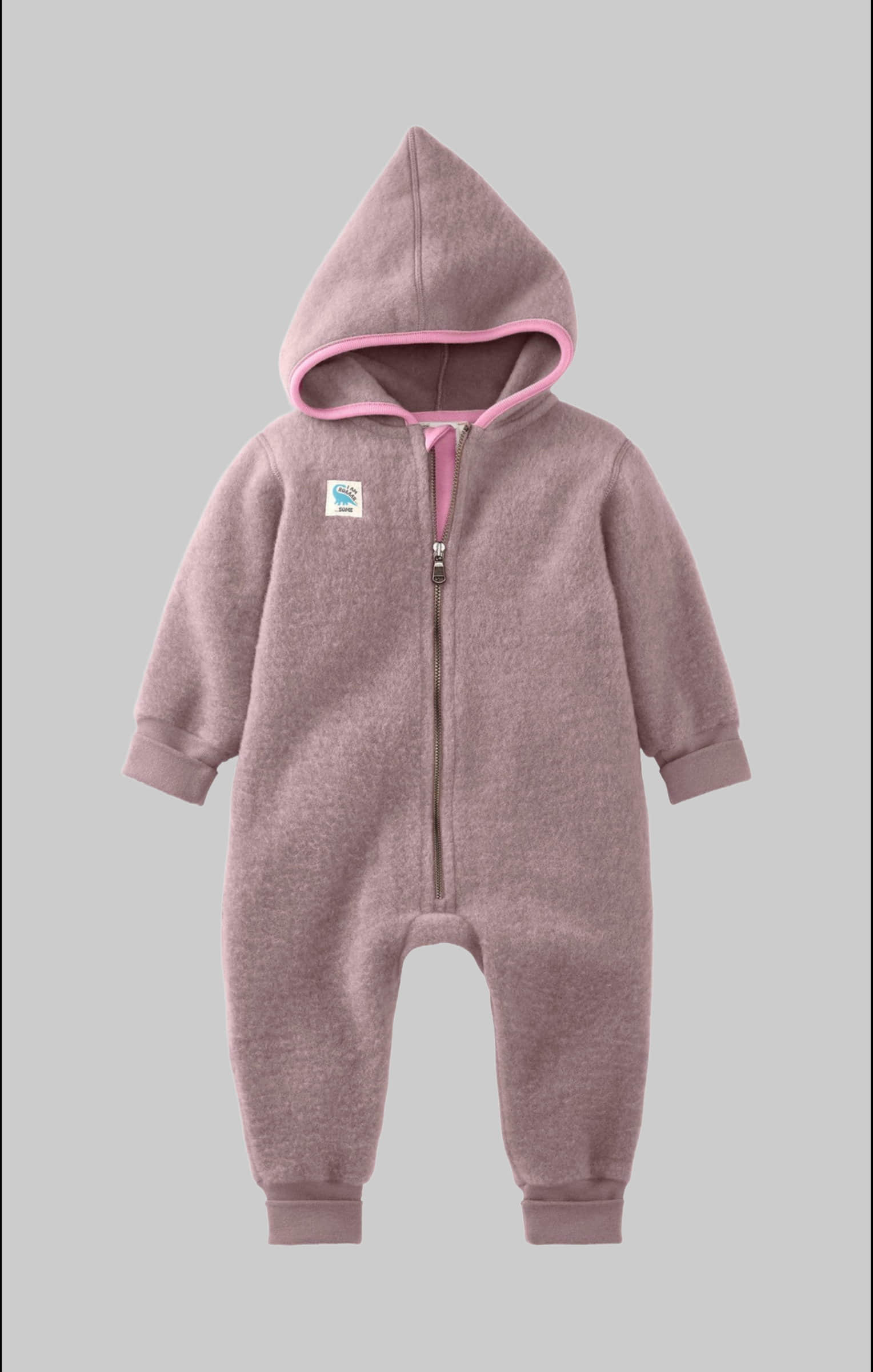 hessnatur Organic Merino Wool Fleece Overall - Sustainable Babywear mauve Hessnatur Babymode