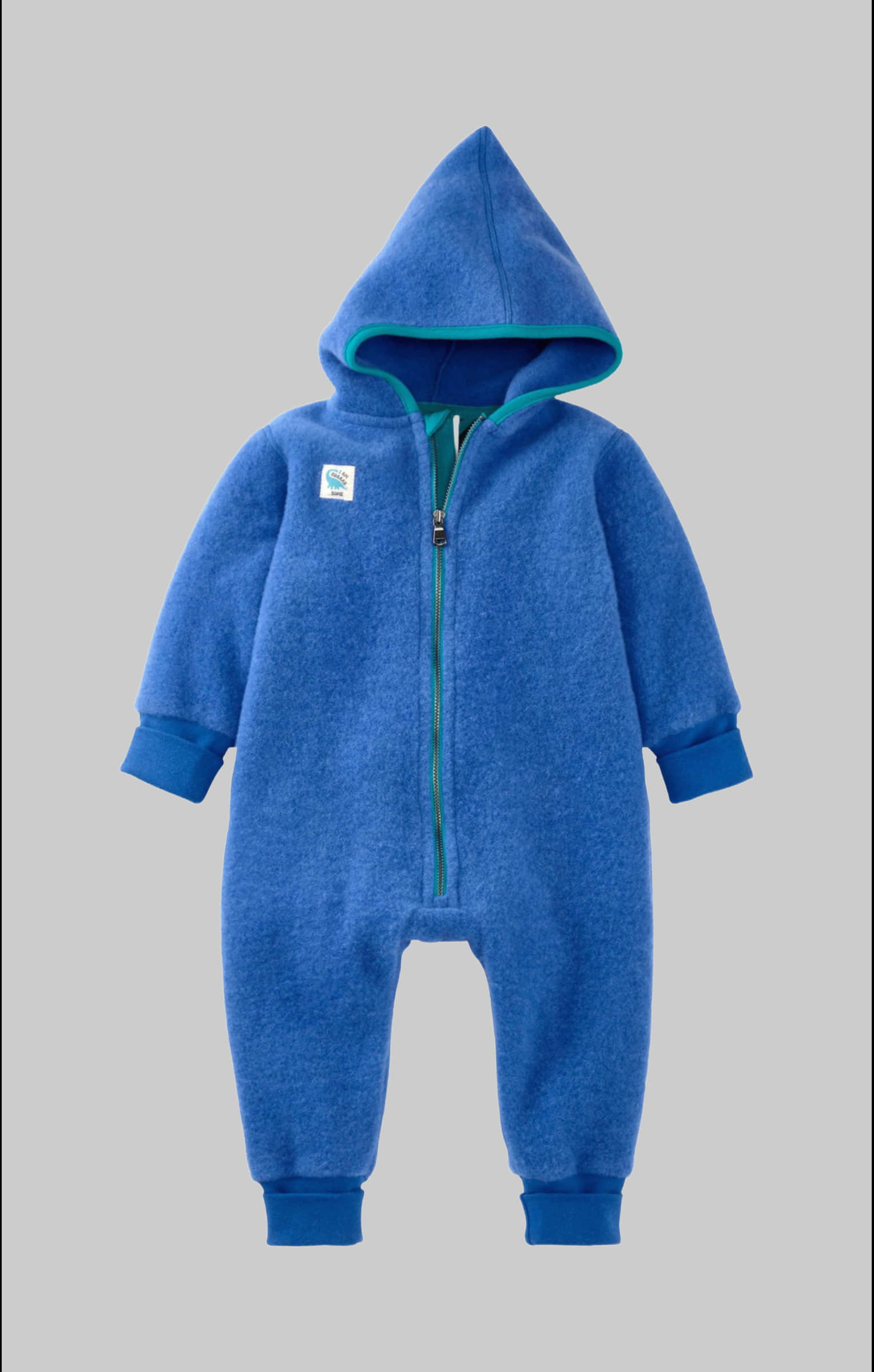 Babymode Hessnatur hessnatur Organic Merino Wool Fleece Overall - Sustainable Babywear mittelblau
