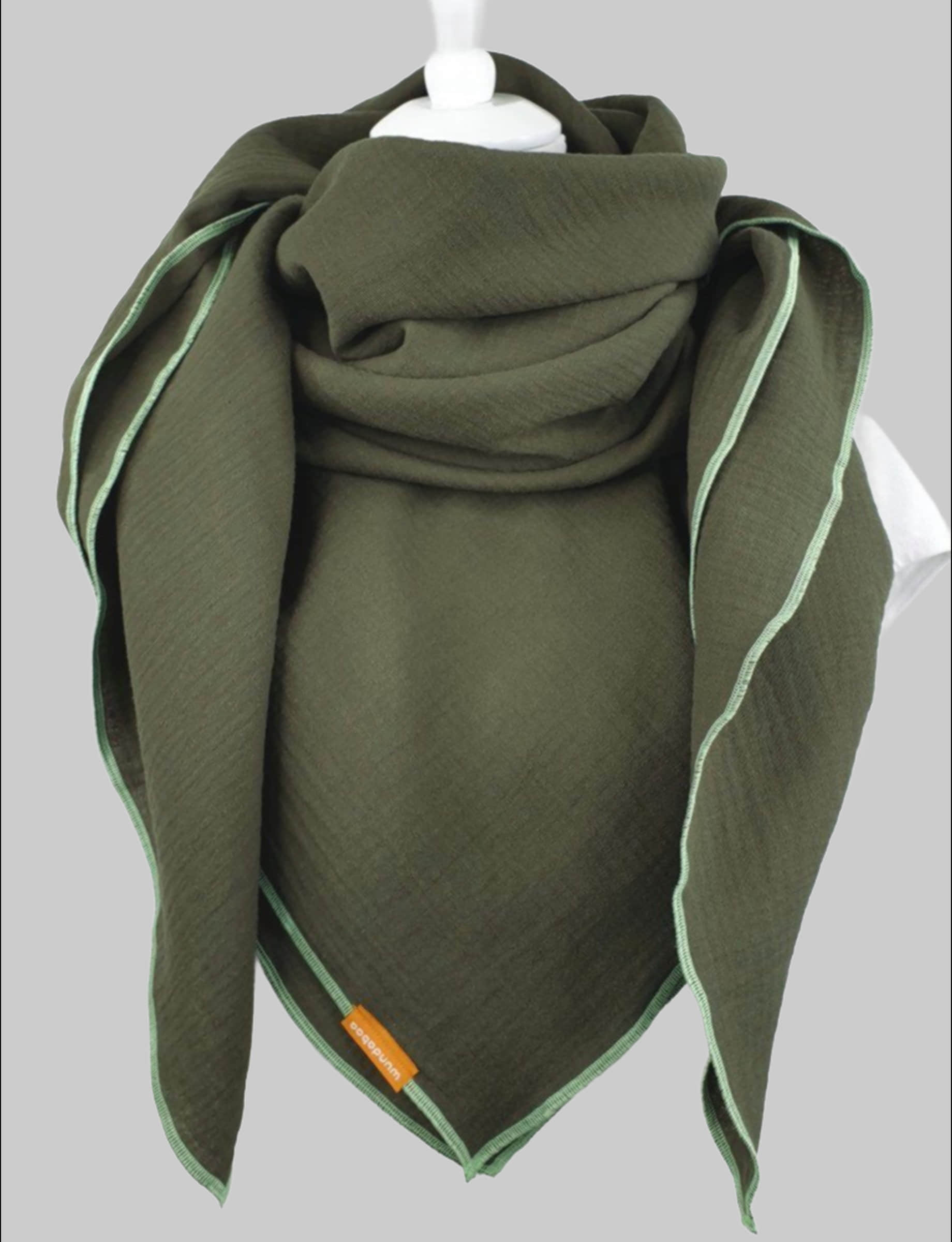 wundabaa Mädchenmode wundabaa Modetuch Halstuch Muslin - Organic Cotton, Handcrafted Style olivgrün m