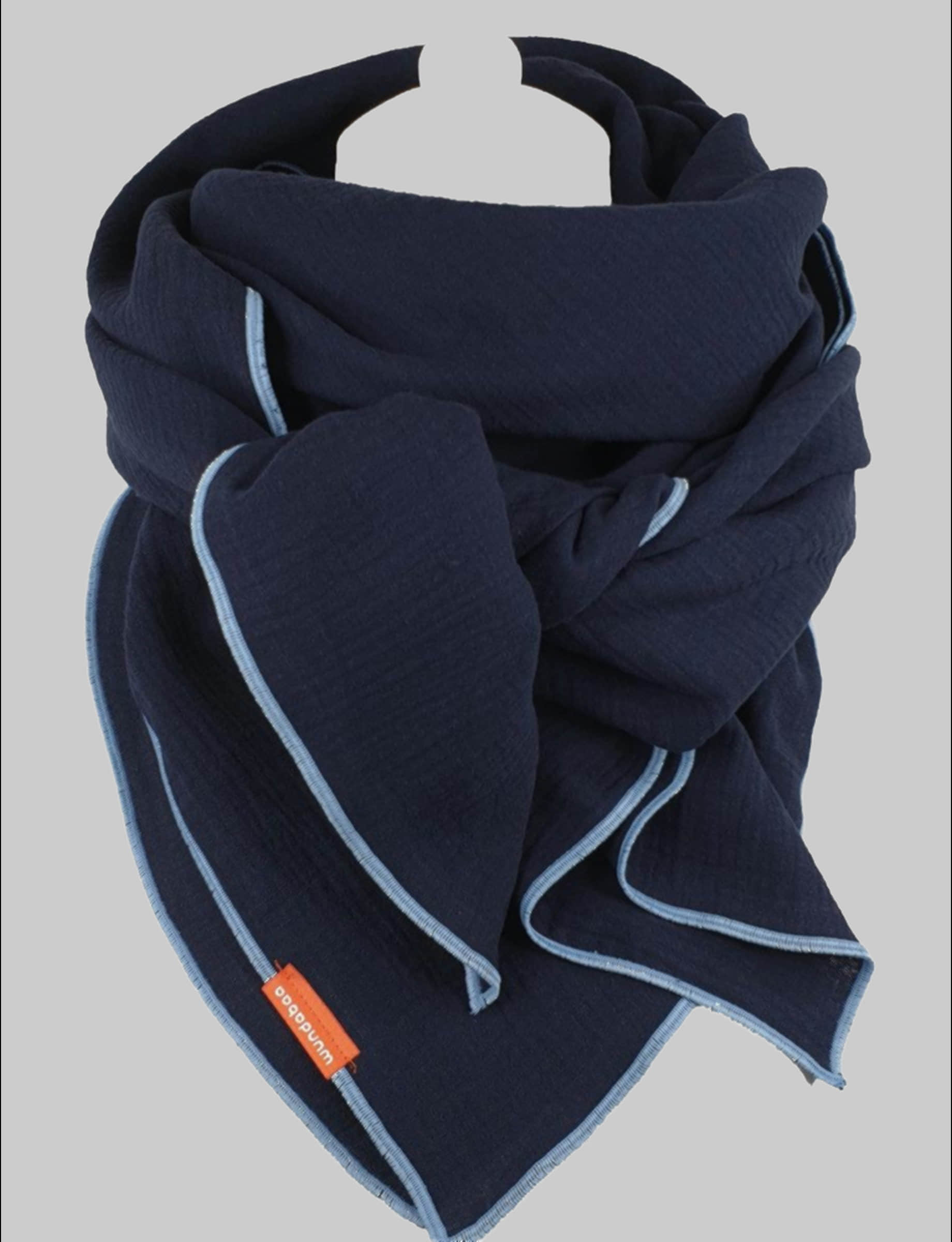 wundabaa wundabaa Muslin Scarf - Soft Organic Cotton Wrap - Neck Scarf, Shawl, Triangle - Blue & More Colors dunkelblau Mädchenmode