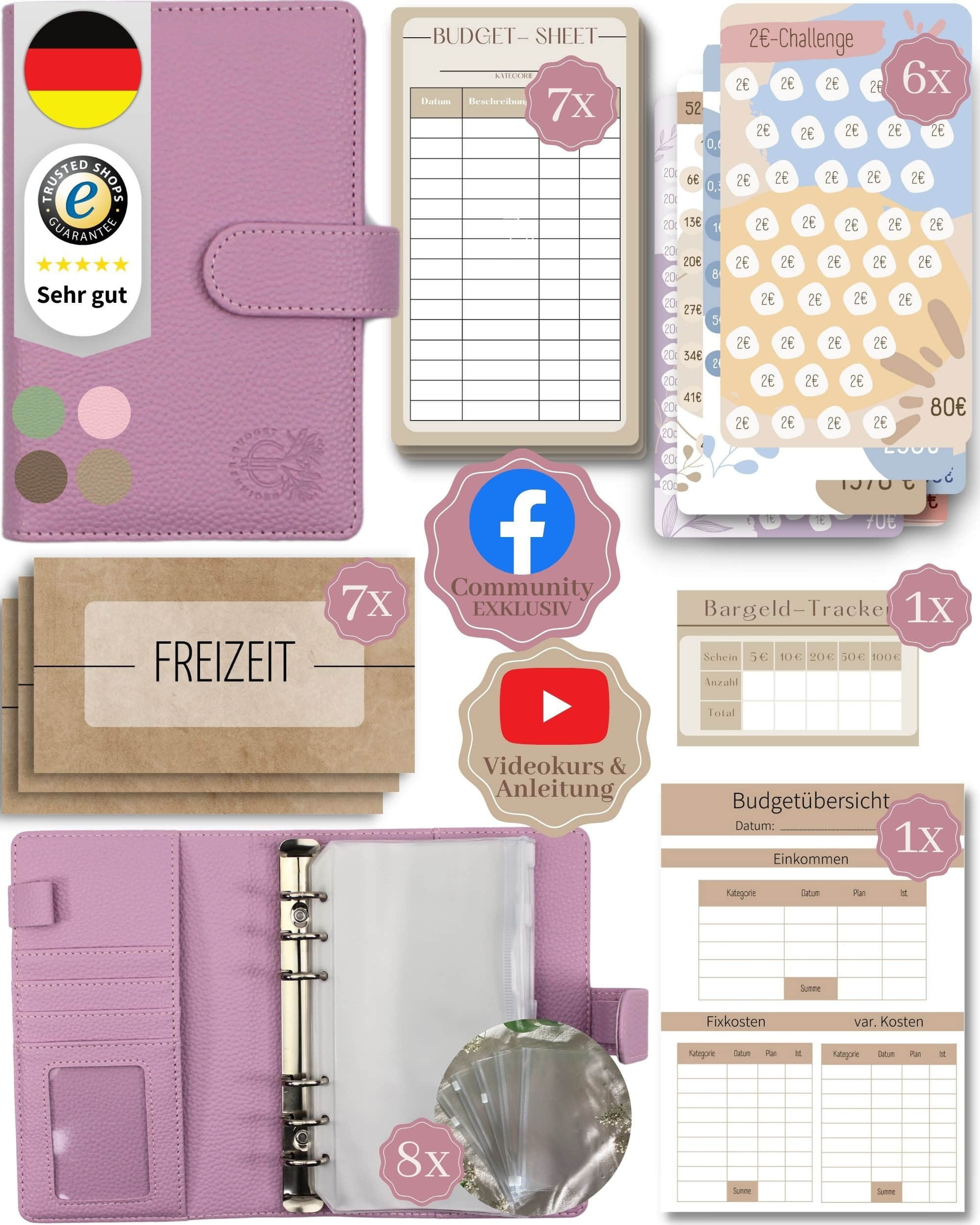 BeginnerBudget Accessoires & Taschen BeginnerBudget Ringbuchmappe: Envelope System Budget Planner Starter Kit Lila