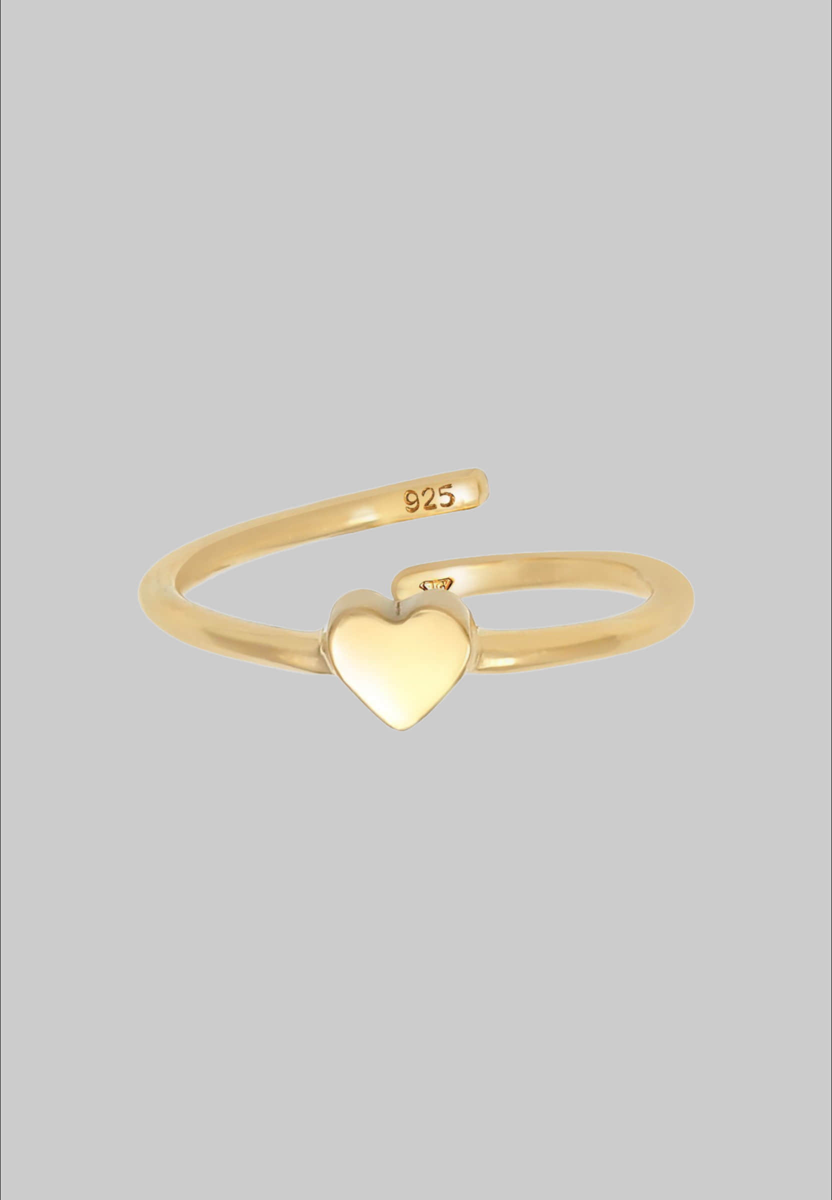 Elli Mädchenmode Children's Sterling Silver Heart Ring - Adjustable Design Gold