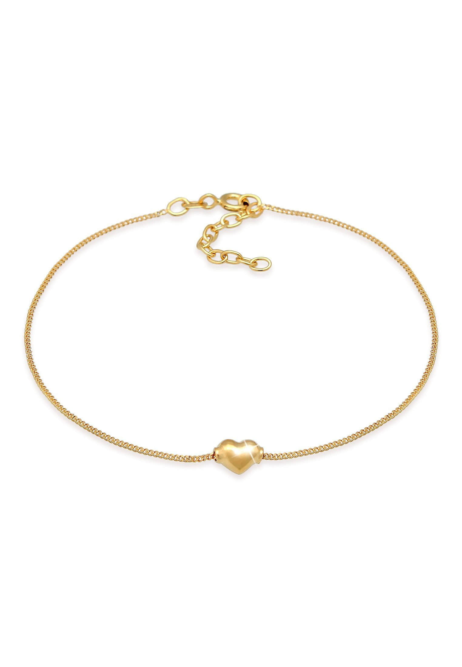 Elli Elli Fußkette Kinder Herz Liebe Sommer 925 Silber, Herz Gold Mädchenmode