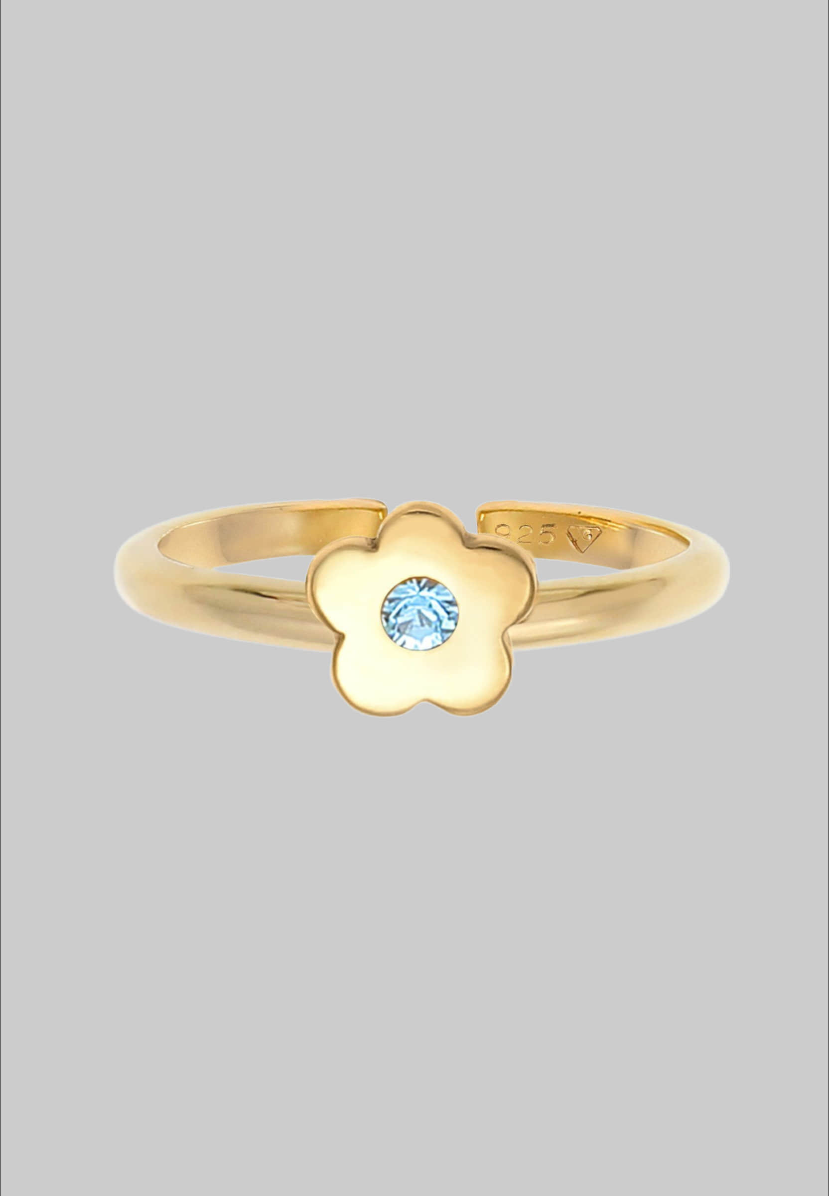 Elli Silver Flower Ring for Children - Crystal Accent 925 Silver Gold Mädchenmode Elli