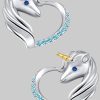 Golden Hufeisen Rainbow Unicorn Horse Earrings - 925 Sterling Silver Zirconia Blau Goldene Hufeisen myToys