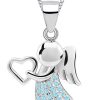 Golden Hufesien Engelanhänger Schutzengel Herz Zirkonia Anhänger mit Kette 925 Silber Engelkette (Halskette Set, inkl. Geschenkbox) Blau Goldene Hufeisen myToys