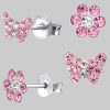 'Goldene Hufesien' Horseshoe Earrings Set - 2 Pairs for Girls - Crystal Butterfly & Flower Design - 925 Sterling Silver Rosa myToys Goldene Hufeisen