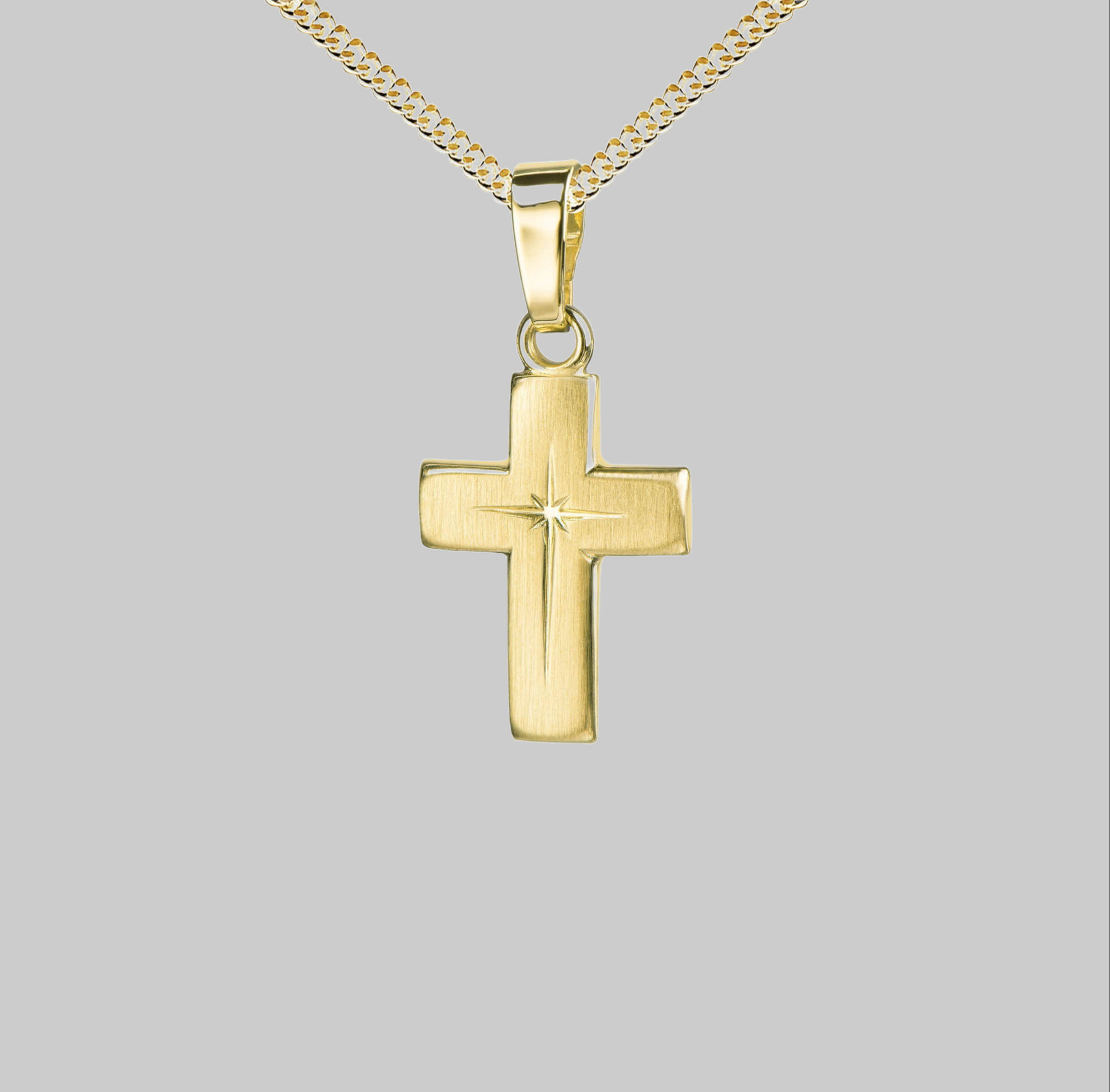 JEVELION myToys JEVELION 333 Gold Small Cross Pendant – 'Made in Germany' | Cross Necklace for Men & Women