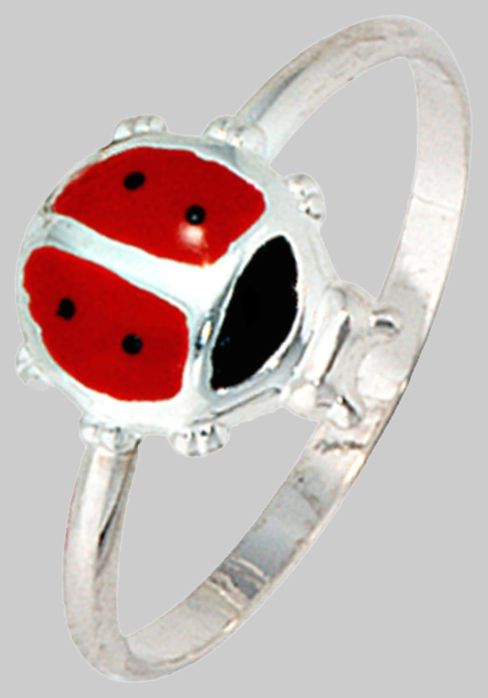 Mädchenmode JOBO JOBO Children's Ring 'Marienkaefer' - 925 Sterling Silver with Enamel
