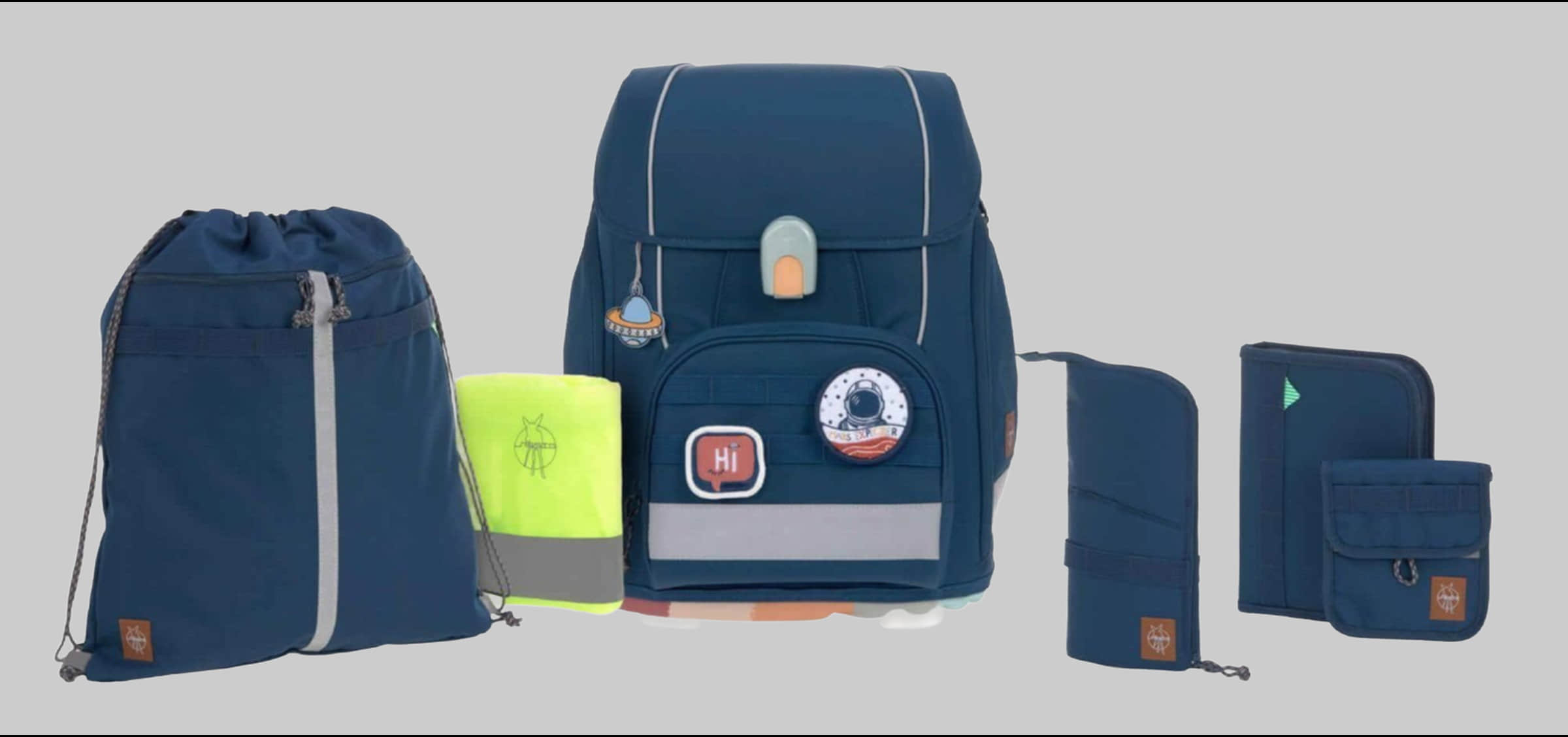 Spielzeug Lu00C4SSIG LÄSSIG Schulranzen Unique, Boxy, Ocean Edition, dark blue (Set, 7-tlg) Navy