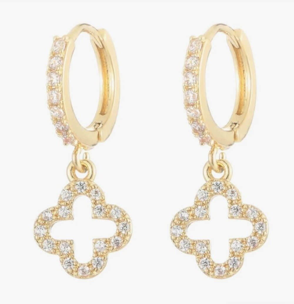 myToys Lale Collectionu00AE Lale Collection Clover & Bloom Earrings - Lucky Charm Gold & Green GoldAnhäng