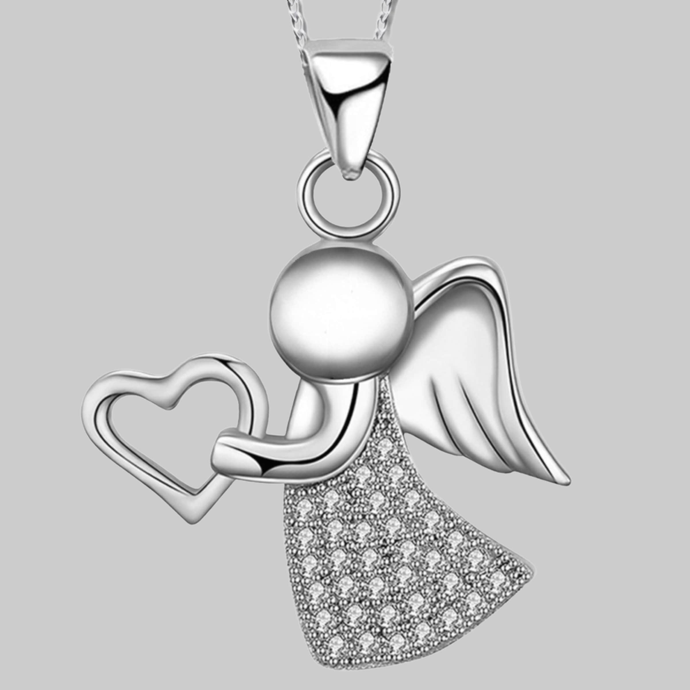 Limana Limana 925 Silver Angel & Heart Children's Jewelry Set - Necklace & Earrings silber myToys