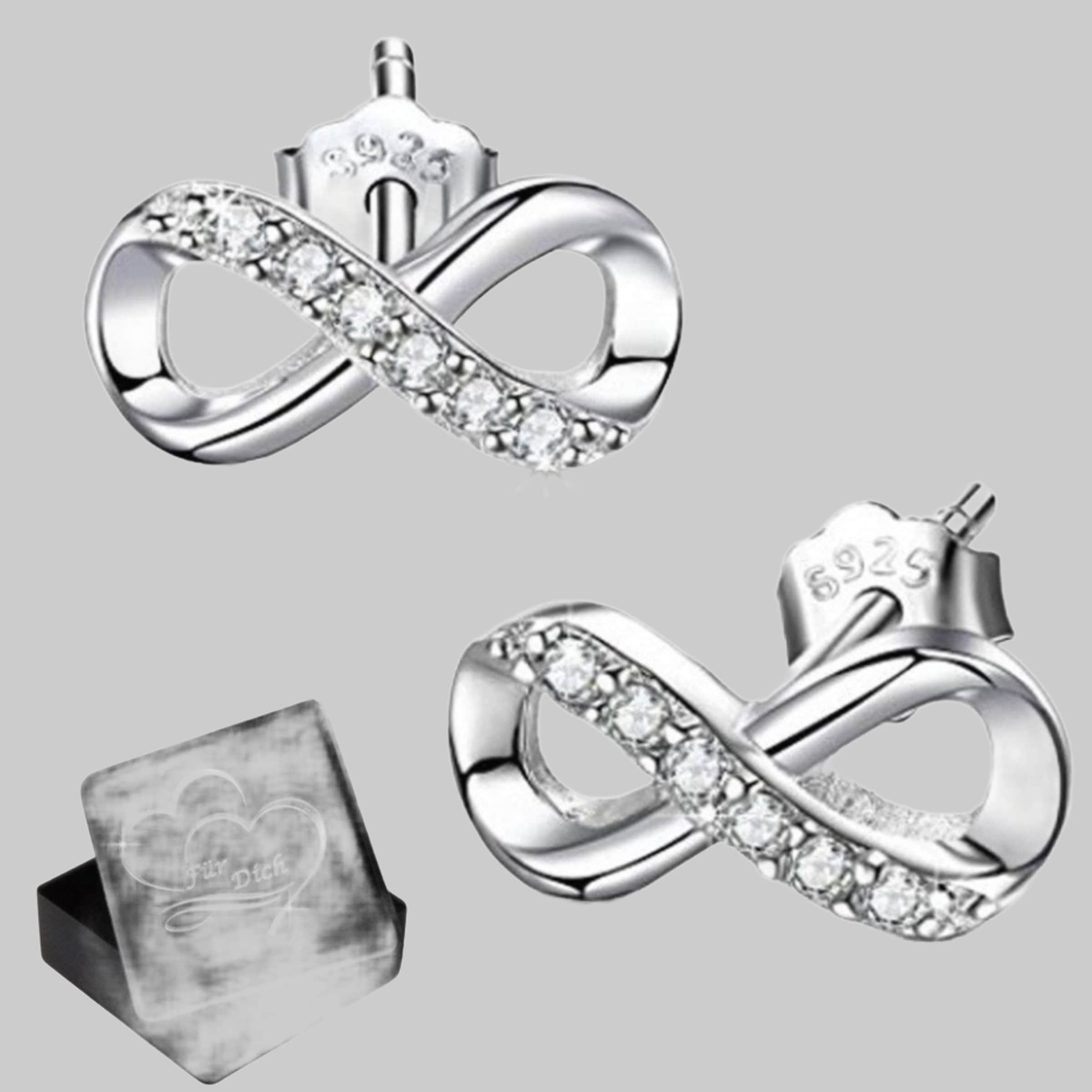 Limana Paar Ohrstecker 5x10mm kleine 925 Silber Unendlichkeit Infinity Ohrringe Zirkonia (inkl. Geschenkdose mit Herz Gravur) silber Limana myToys