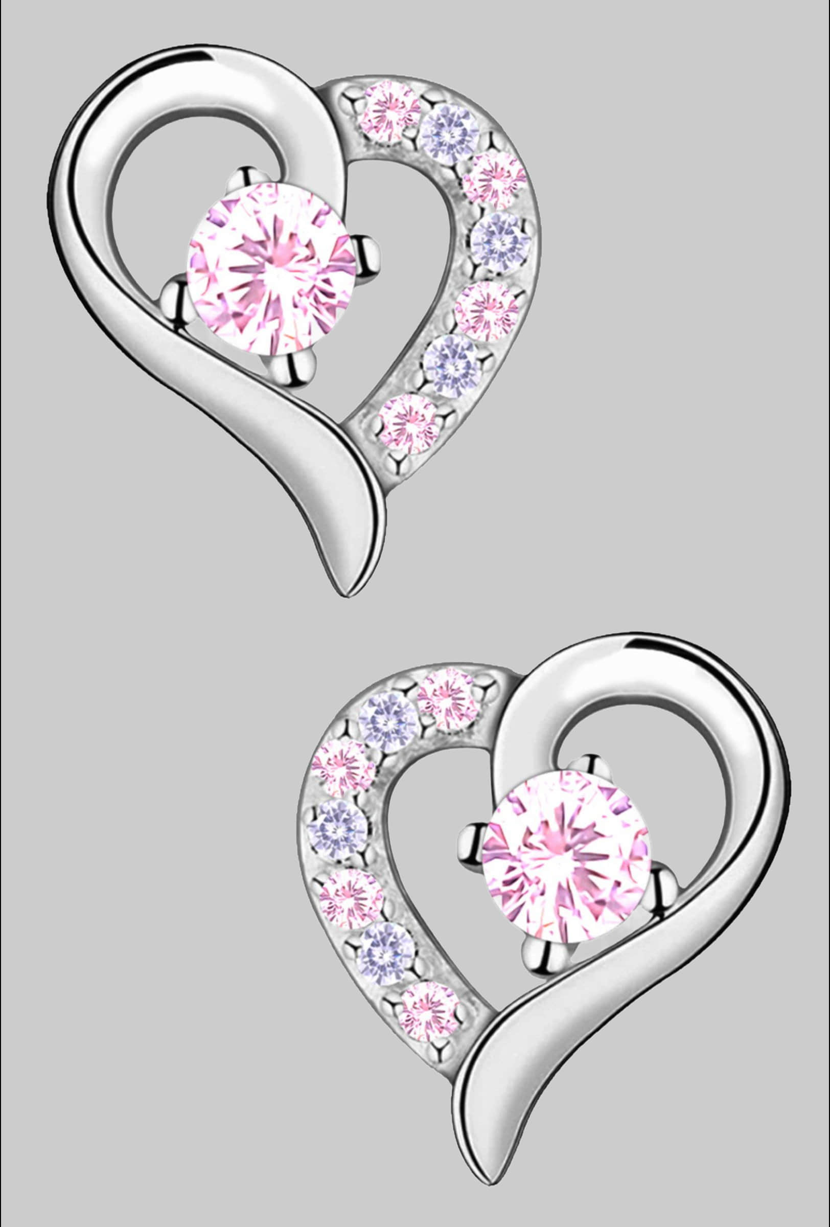 myToys Limana Limana Paar Ohrstecker Ohrringe 925 Sterling Silber Herz Herzohrringe rosa lilafür jeden Tag (inkl. Geschenkdose)