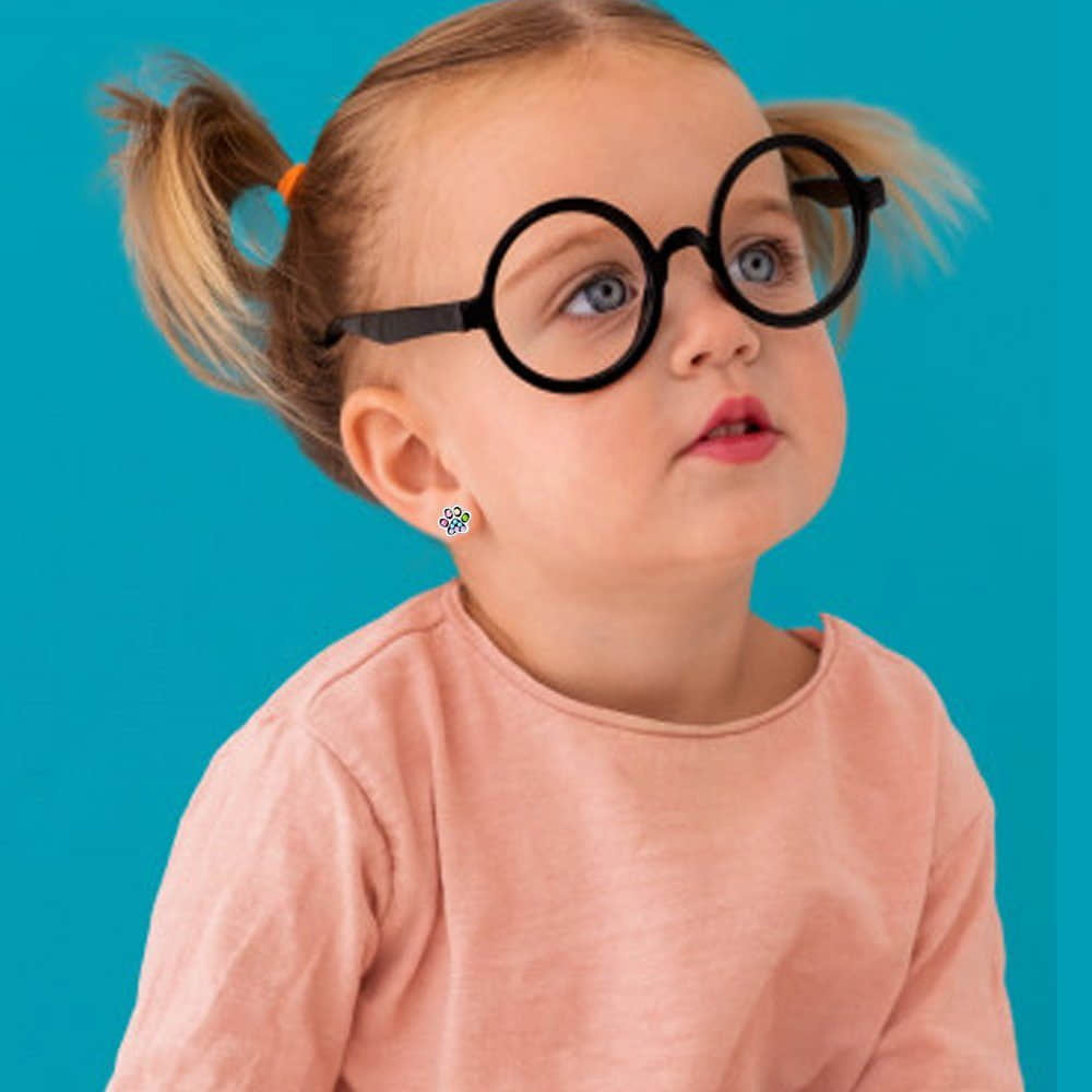 myToys Limana Limana Paar Ohrsteker Kinder Mädchen Ohrringe 925 Silber Hunde Katzen Pfote, Kinderohrringe Kinderschmuck Echtschmuck Mädchenohrringe schwarz