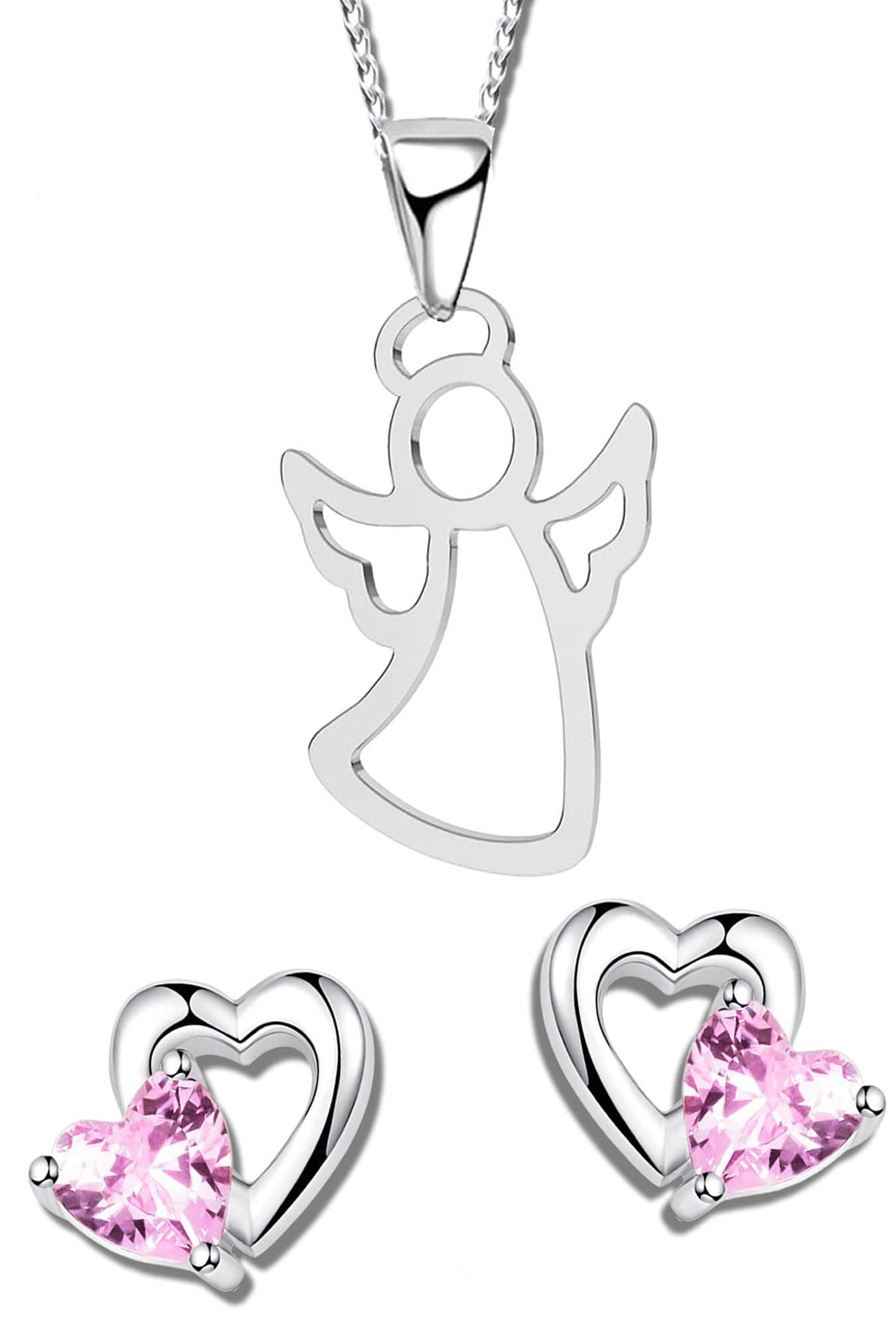 Limana Limana Sterling Silver Angel & Heart Necklace & Earring Set for Girls myToys
