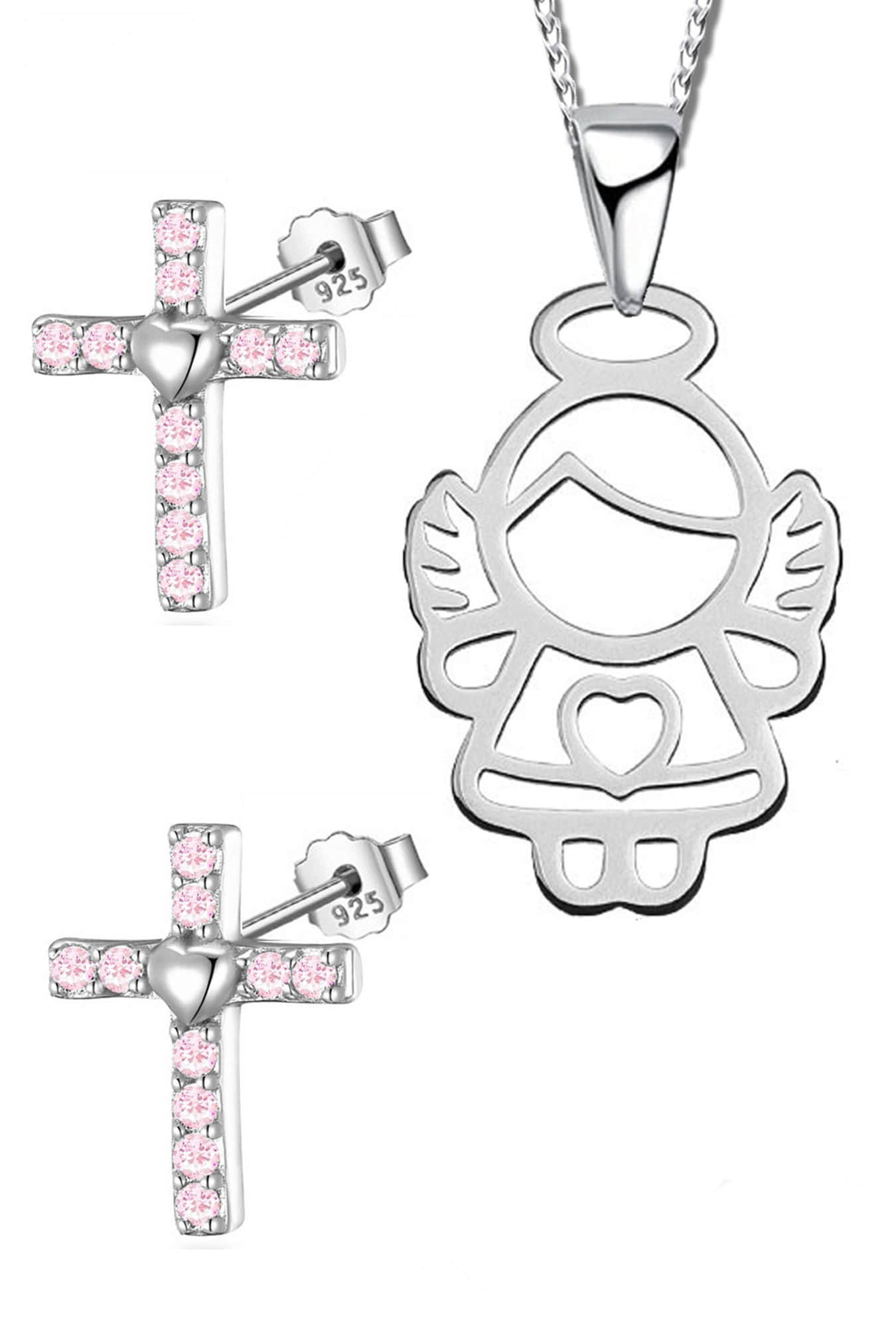 Limana Sterling Silver Girls' Jewelry Set – Angel Necklace & Earrings (925 Silver) myToys Limana