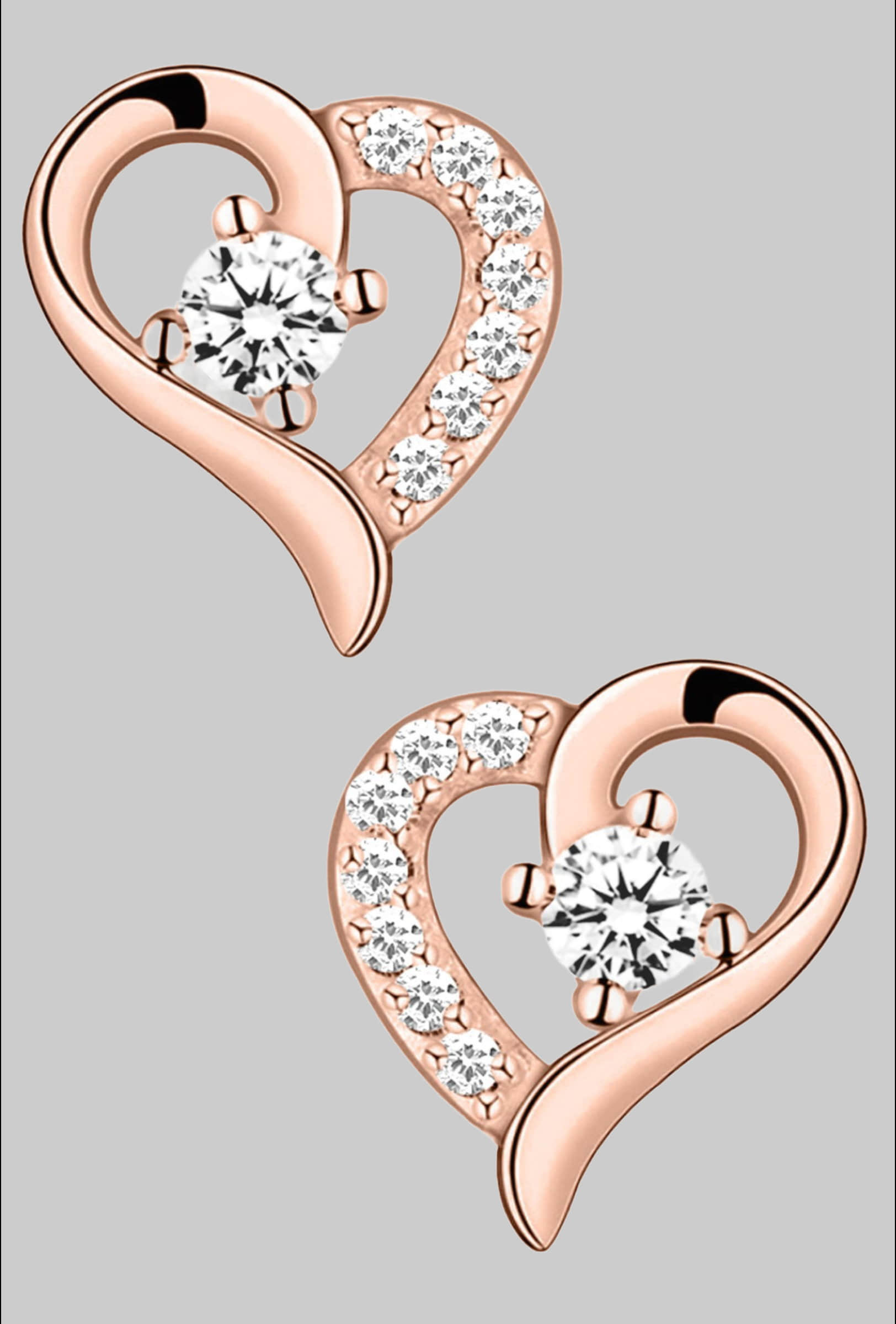myToys Limana Limana Sterling Silver Heart Earrings - Rose Gold & Gold Finish - Gift Box Included Rosegold