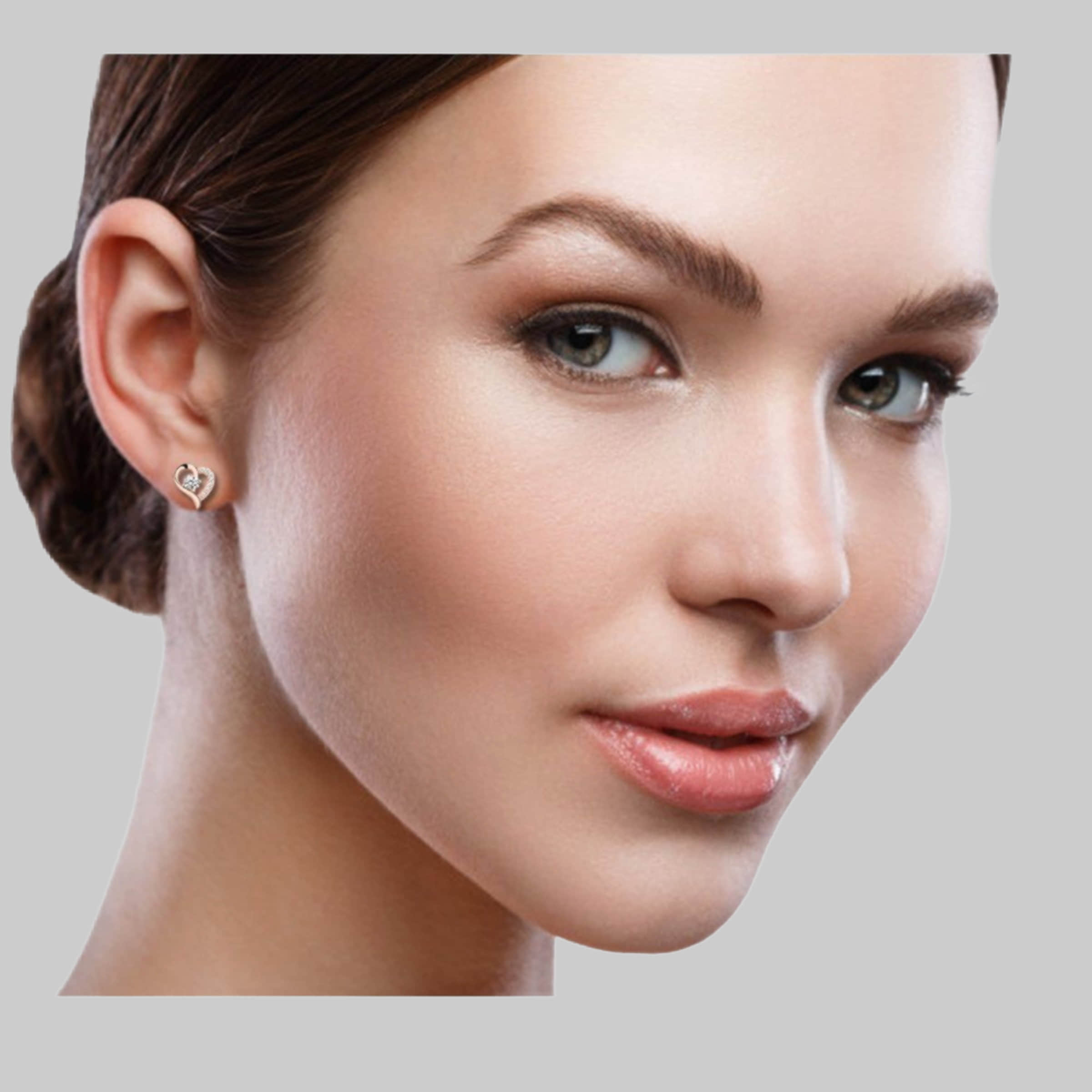 myToys Limana Limana Sterling Silver Heart Earrings - Rose Gold & Gold Finish - Gift Box Included Rosegold