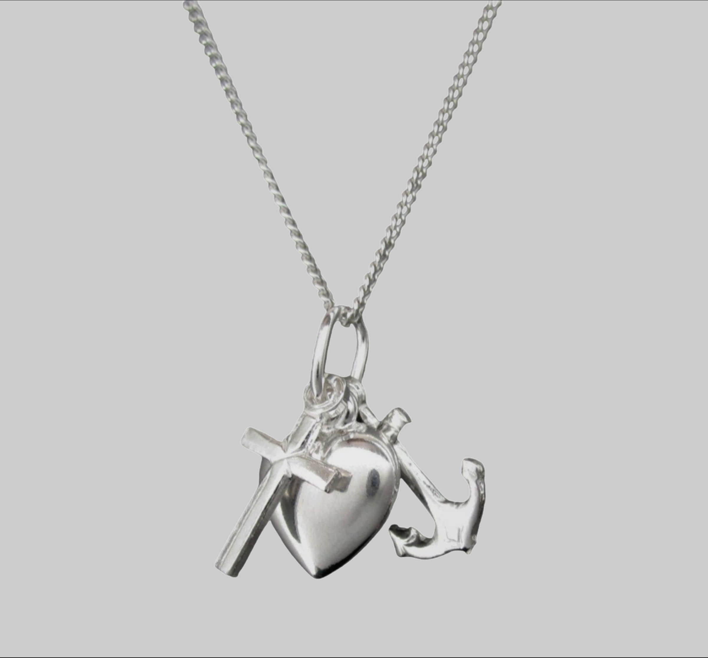 NICEANDnoble Kette mit Anhänger 925er Silber Anhänger Glaube, Liebe, Hoffnung 3-teilig mit Panzerkette myToys NICEANDnoble