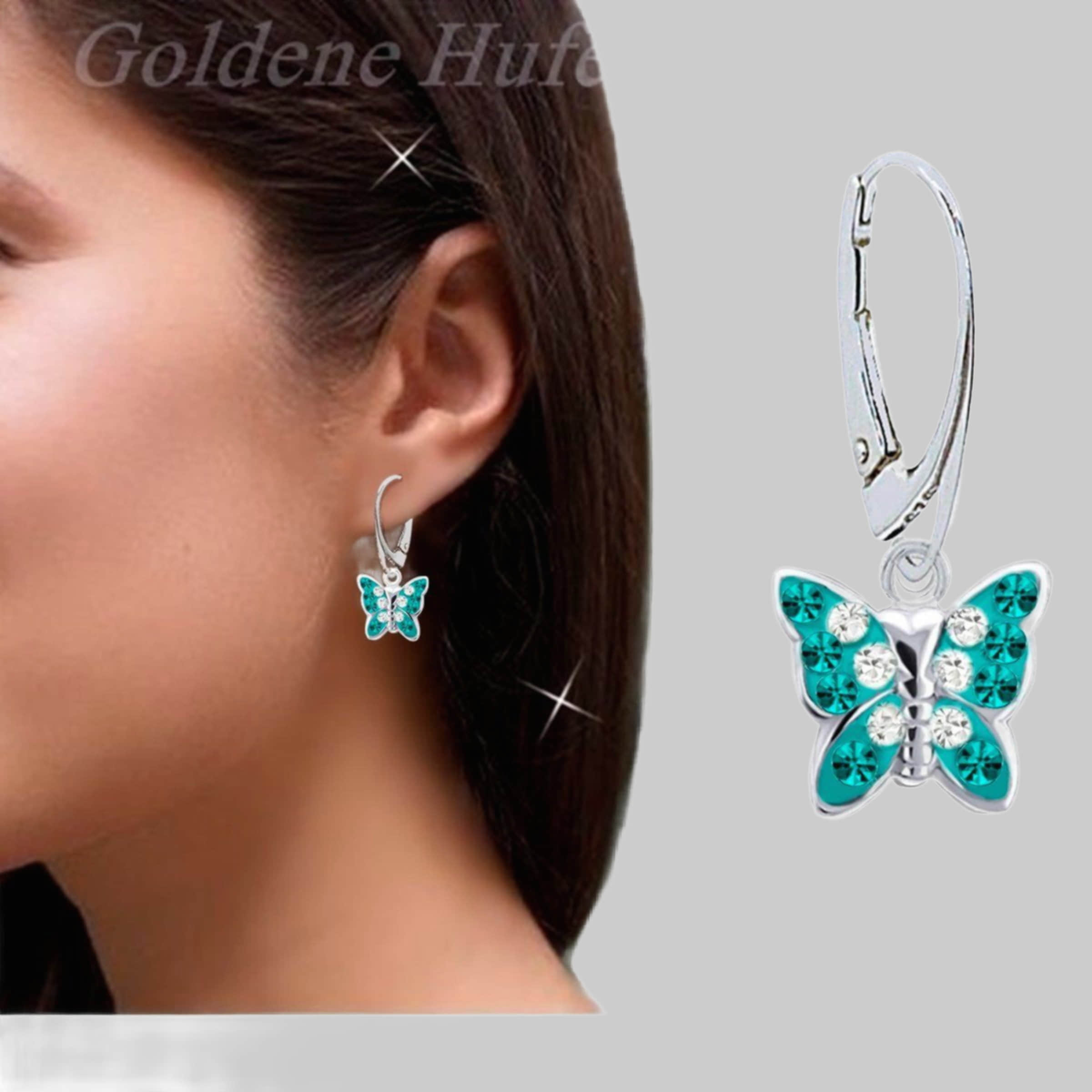 Goldene Hufeisen myToys OROVIVO Victoria Schmuck: Kristall-Schmetterling-Ohrringe Set aus 925er Silber (4-tlg) Türkis